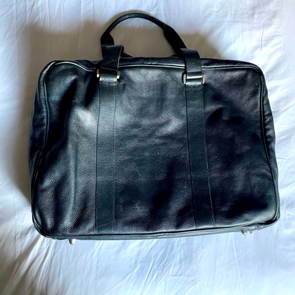 Hugo Boss leather black bag gently used around 45 carryon
